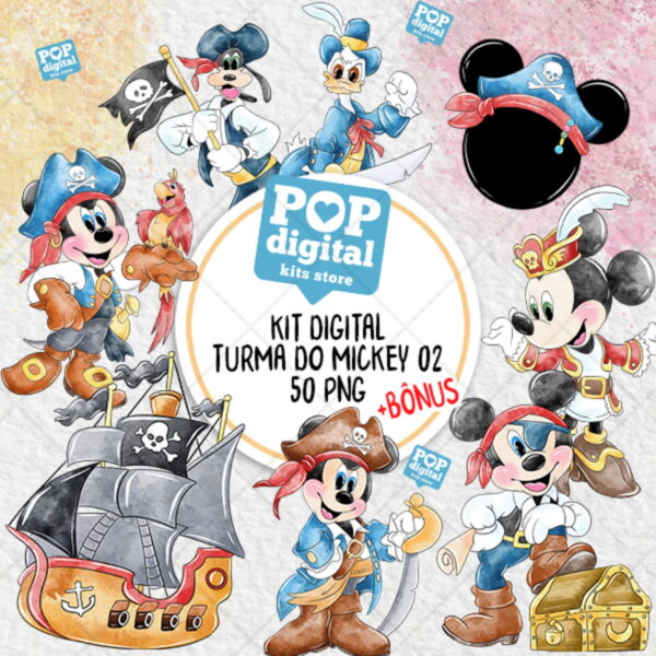 Kit Digital Turma do Mickey 02 Aquarela - Imagem 2