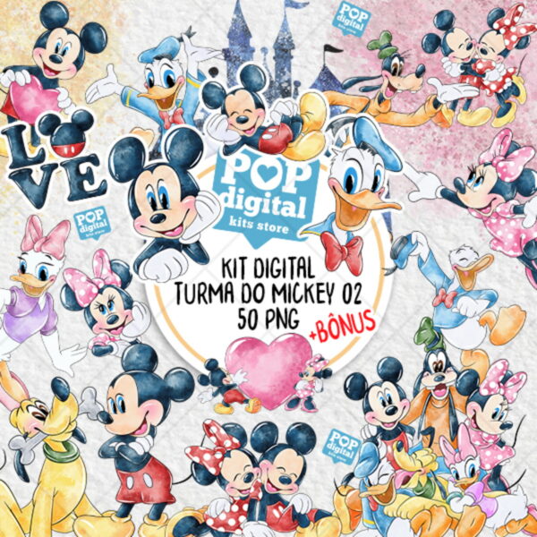 Kit Digital Turma do Mickey 02 Aquarela