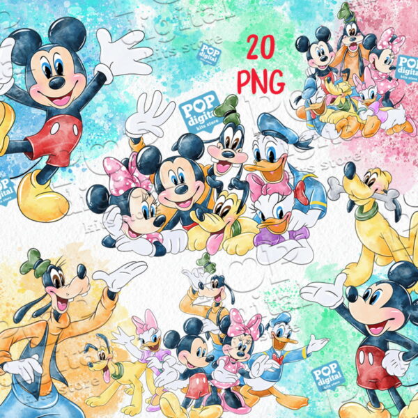 Kit Digital Turma do Mickey 03 Aquarela