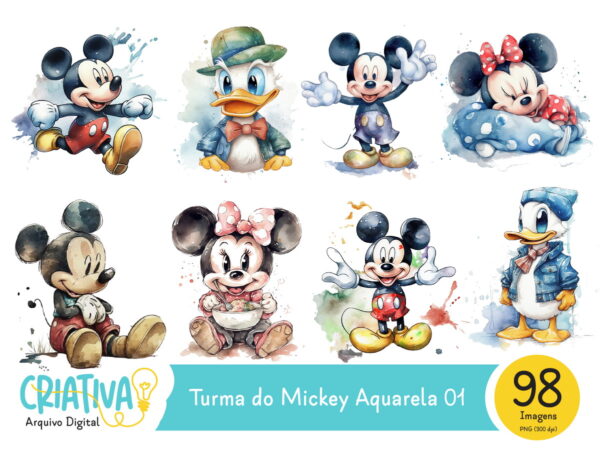 Kit Digital - Turma do Mickey Aquarela 01