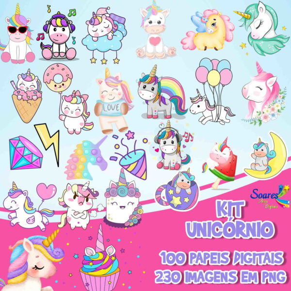 Kit Digital Unicórnio + Brindes