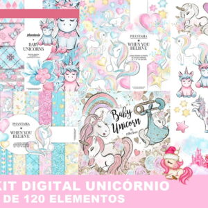 Kit Digital Unicornio Aquarela 2