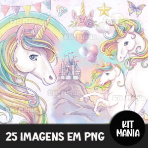 Kit Digital Unicórnio Aquarela