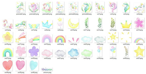 Kit Digital Unicórnios aquarela - Imagem 2