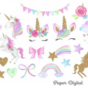 Kit Digital Unicornios Luxo + Brinde