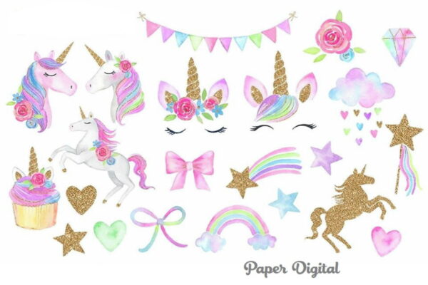 Kit Digital Unicornios Luxo + Brinde
