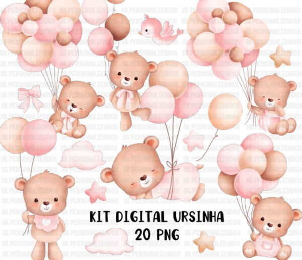 Kit Digital Ursinha Aquarela 1371