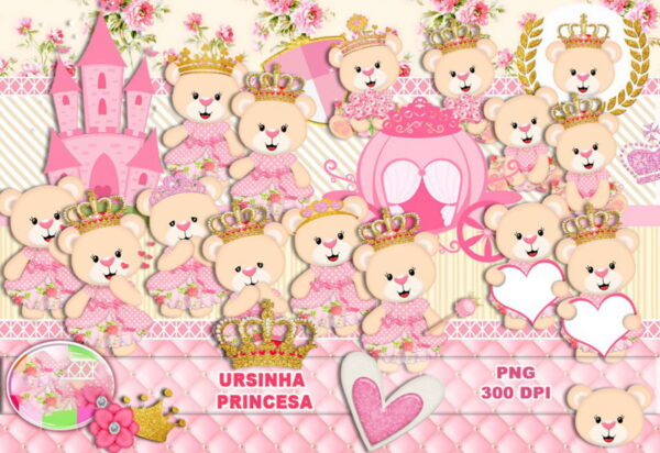 Kit Digital Ursinha Princesa Rosa - Image 3