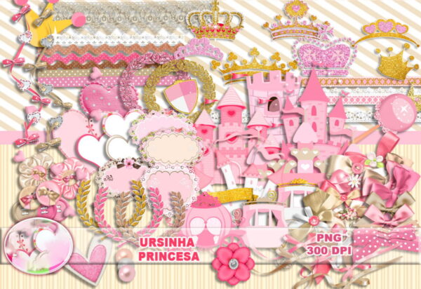 Kit Digital Ursinha Princesa Rosa