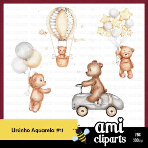 Kit Digital Ursinho Aquarela #11