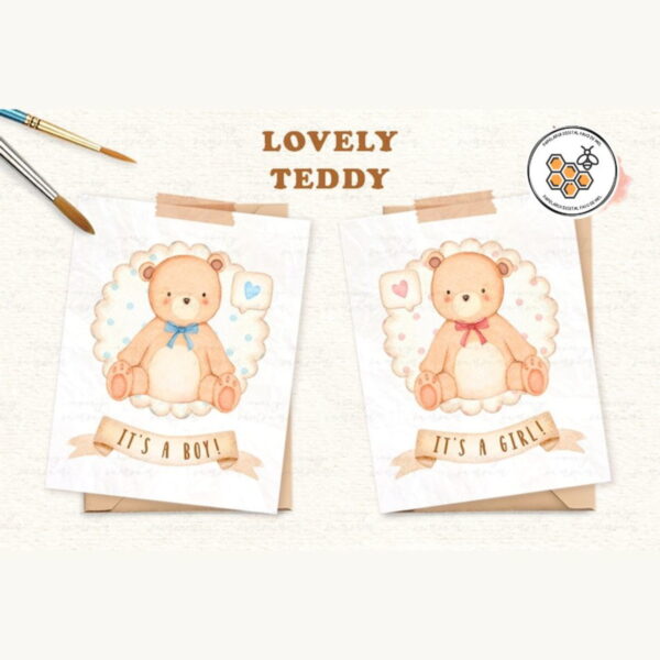 Kit Digital Ursinho Aquarela Premium - Lovely Teddy - Image 4