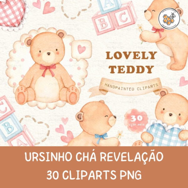 Kit Digital Ursinho Aquarela Premium - Lovely Teddy