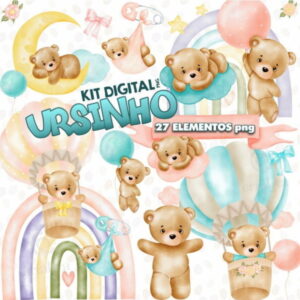 Kit Digital Ursinho Azul e Rosa Aquarelado (16)