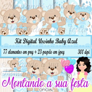 Kit Digital Ursinho Baby Azul