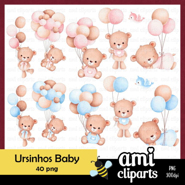 Kit Digital Ursinho Baby Balão