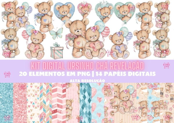 Kit Digital Ursinho Chá Revelação