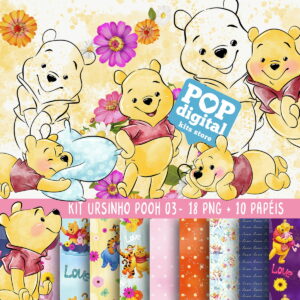 Kit Digital Ursinho Pooh 03 Aquarela