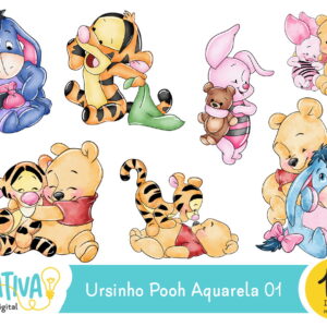 Kit Digital - Ursinho Pooh Aquarela 01