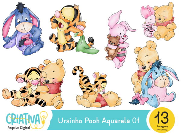 Kit Digital - Ursinho Pooh Aquarela 01