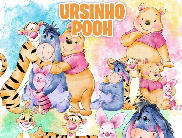Kit Digital Ursinho Pooh Aquarela#1516#