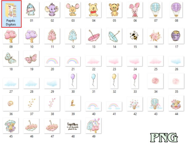 Kit Digital Ursinho Pooh Aquarela Cute - Image 2