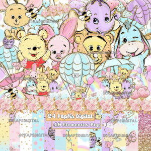 Kit Digital - Ursinho Pooh Aquarela
