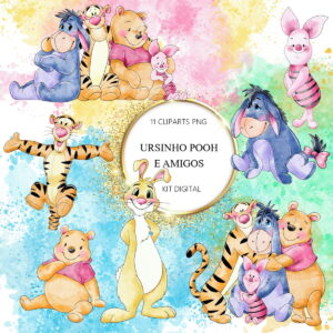 Kit Digital Ursinho Pooh Aquarela