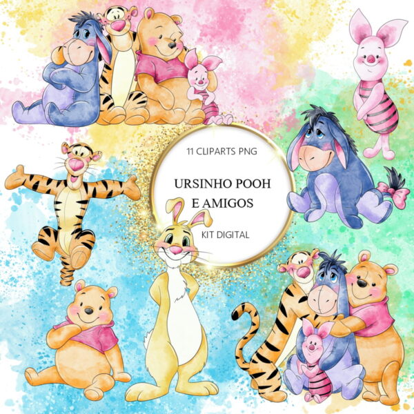 Kit Digital Ursinho Pooh Aquarela
