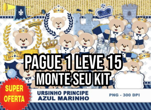 Kit Digital Ursinho Príncipe Azul Marinho+14 ARQUIVOS - Imagem 2