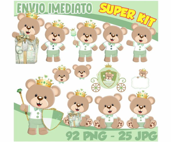 Kit Digital Ursinho Príncipe Verde