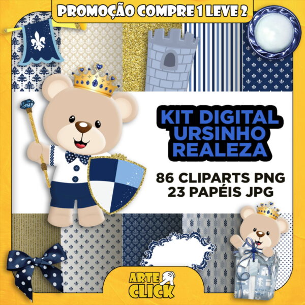 Kit Digital Ursinho Realeza