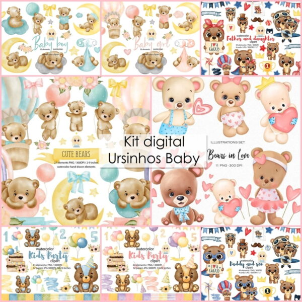 kit digital Ursinhos baby