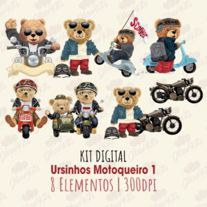 Kit Digital Ursinhos Motoqueiro 1