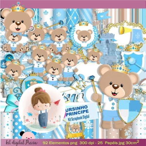Kit Digital - Urso Príncipe Azul Claro