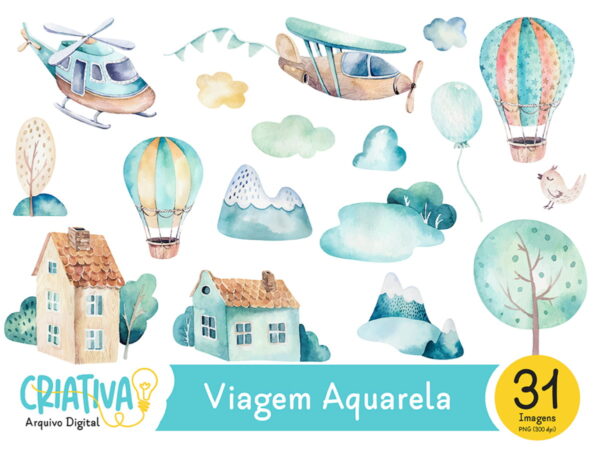 Kit Digital - Viagem Aquarela