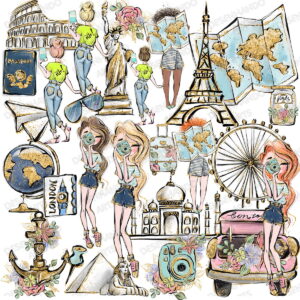 Kit Digital Viagens Aquarela