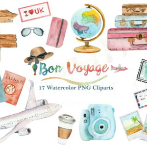 Kit Digital Viagens Aquarela