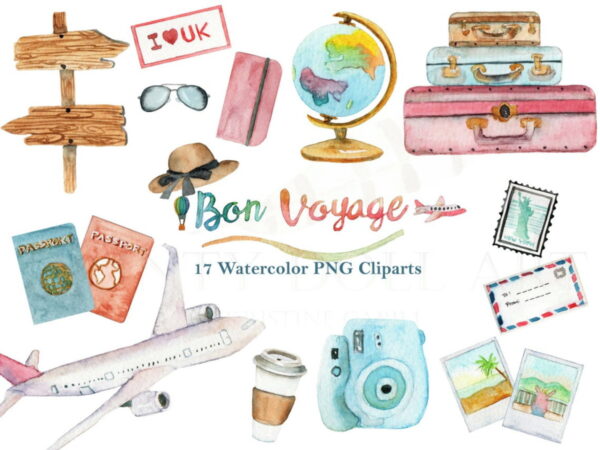 Kit Digital Viagens Aquarela