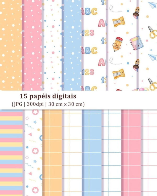 Kit Digital Volta às Aulas Aquarela Raposa Panda Urso Png - Image 5