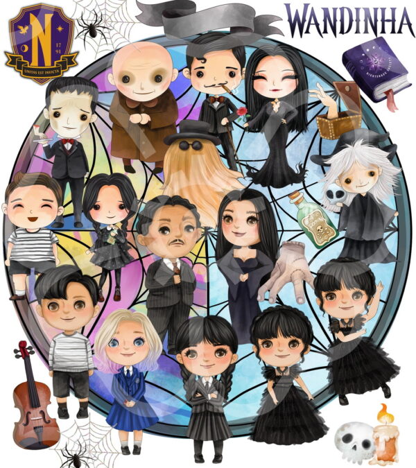 Kit Digital Wandinha Família Addams