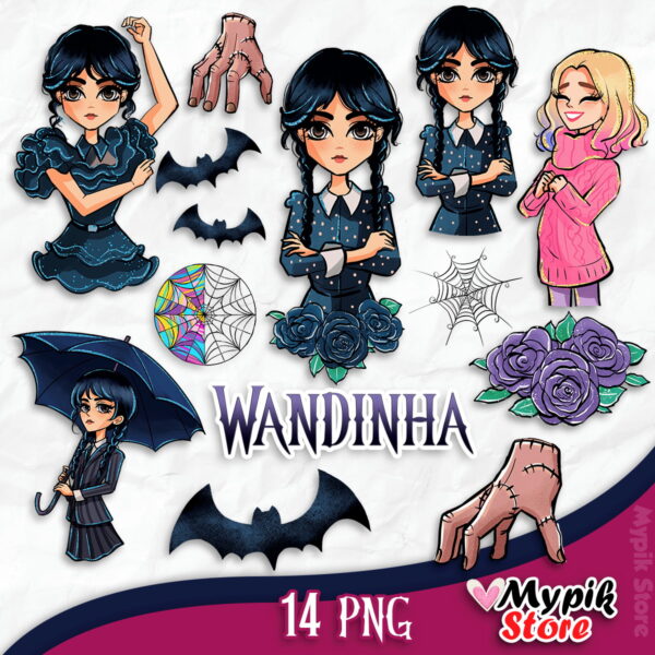 Kit Digital Wandinha Imagens Png