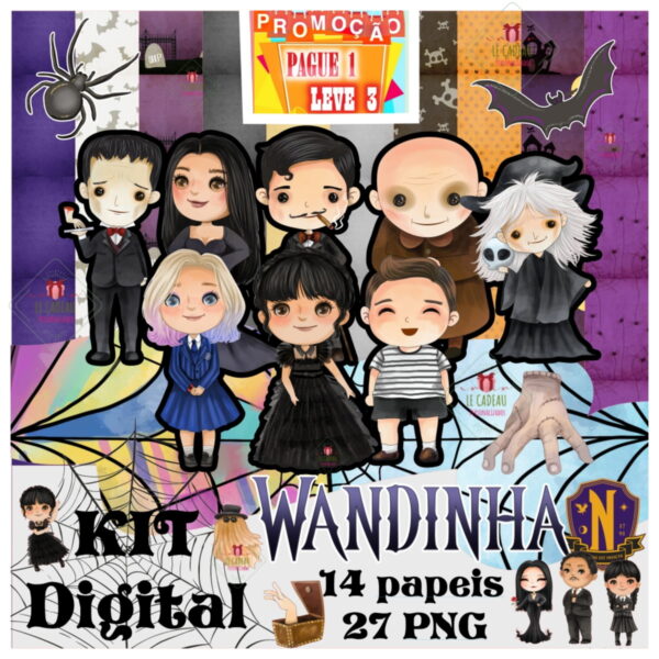 Kit Digital Wandinha Wednesday Familia Addams Cute Baby - Image 3