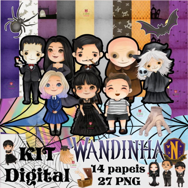 Kit Digital Wandinha Wednesday Familia Addams Cute Baby - Image 2
