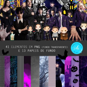 Kit Digital Wandinha Wednesday Familia Addams Png