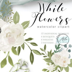 Kit Digital White Flowers