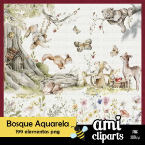 Kit Digital Bosque Aquarela