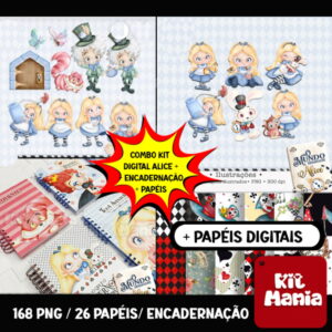 Kit Digital Alice Aquarela - Combo