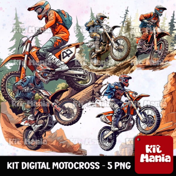 Kit Digital Motocross Aquarela - Imagem 2