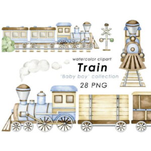 Kit Digital Aquarela - Trem