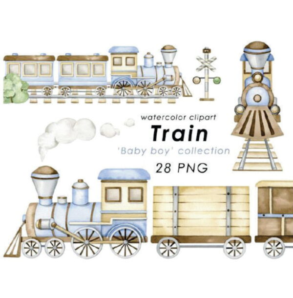 Kit Digital Aquarela - Trem